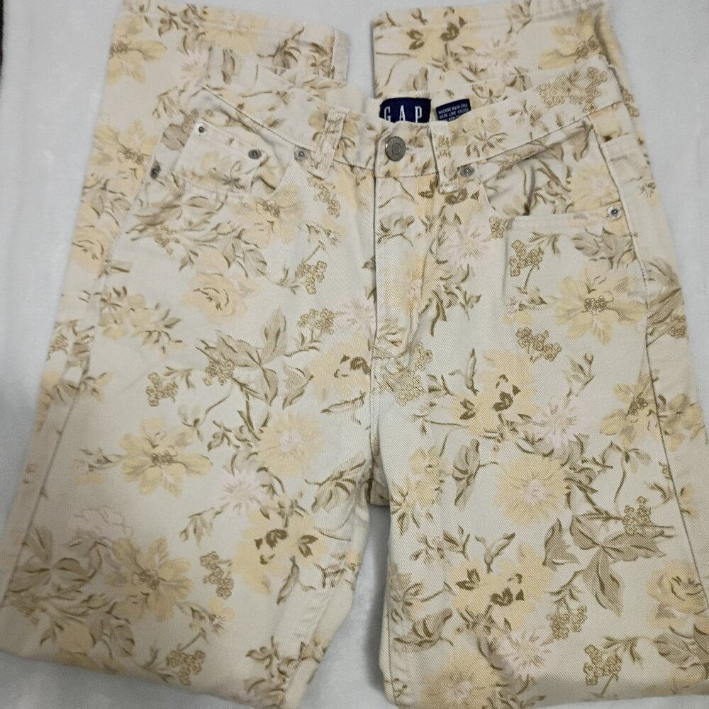 Vintage GAP Floral Print Denim Jeans Size 2